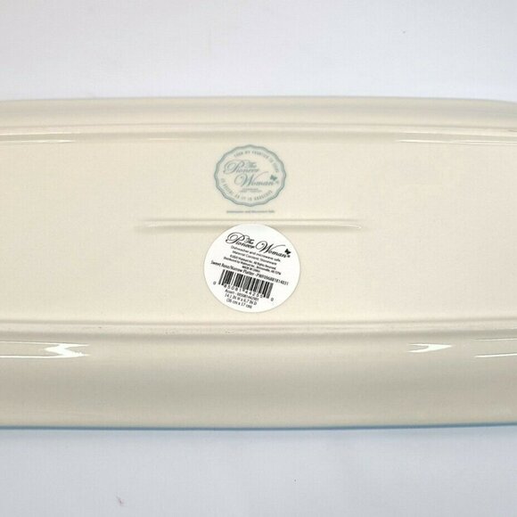 Pioneer Woman Serving Platter Sweet Rose Floral 14.17" Ceramic Tray Blue White - Picture 7 of 9